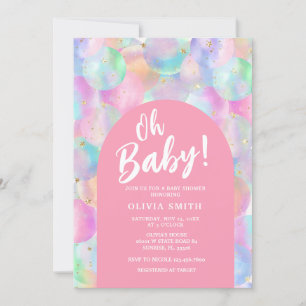 Baby Rainbow Balloons Pink Arch Baby Shower Invitation