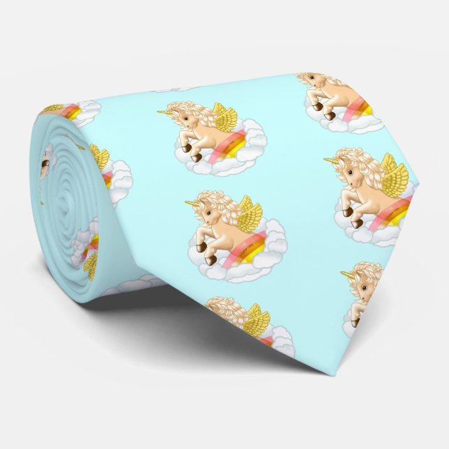 Baby Rainbow Unicorn Neck Tie (Rolled)