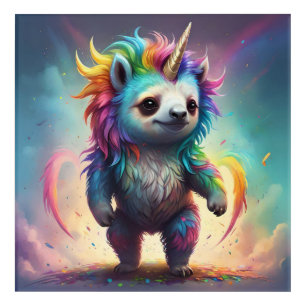 Baby Rainbow Unicorn Sloth, Acrylic Print