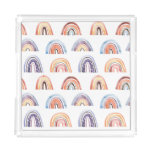 Baby rainbow, watercolor, seamless, colorful backg acrylic tray