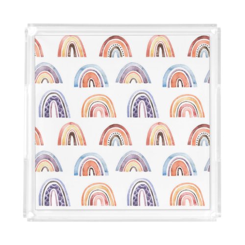 Baby rainbow watercolor seamless colorful backg acrylic tray