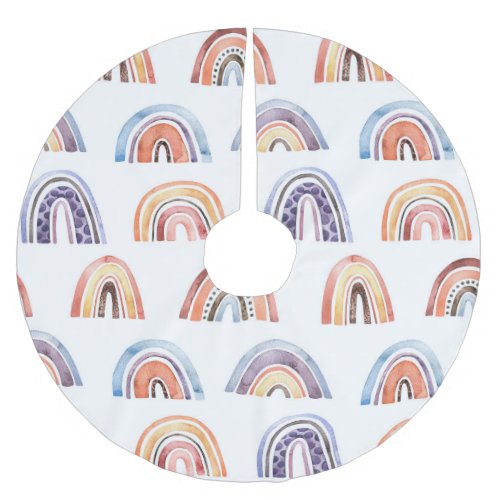Baby rainbow watercolor seamless colorful backg brushed polyester tree skirt