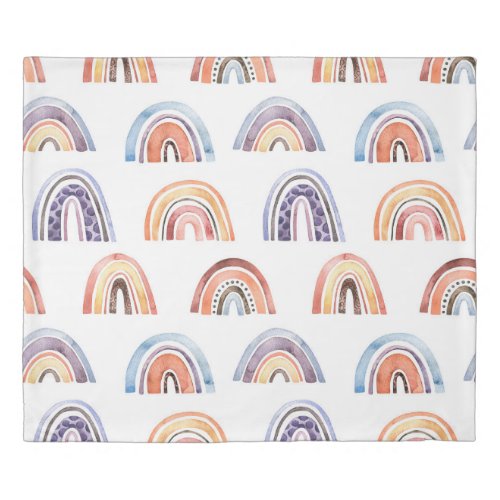 Baby rainbow watercolor seamless colorful backg duvet cover