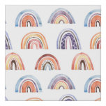 Baby rainbow, watercolor, seamless, colorful backg faux canvas print