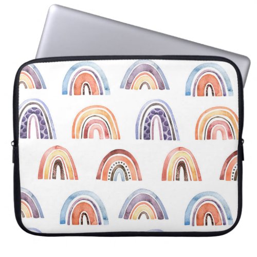 Baby rainbow watercolor seamless colorful backg laptop sleeve