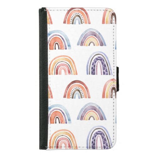 Baby rainbow watercolor seamless colorful backg samsung galaxy s5 wallet case