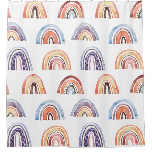 Baby rainbow watercolor seamless colorful backg shower curtain