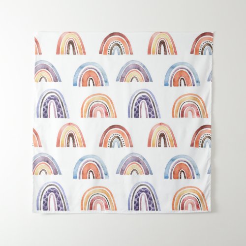 Baby rainbow watercolor seamless colorful backg tapestry