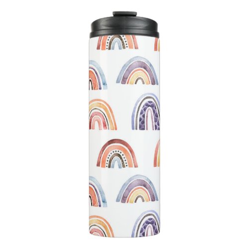 Baby rainbow watercolor seamless colorful backg thermal tumbler