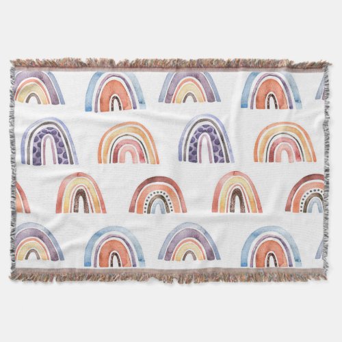 Baby rainbow watercolor seamless colorful backg throw blanket