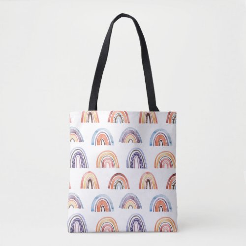 Baby rainbow watercolor seamless colorful backg tote bag