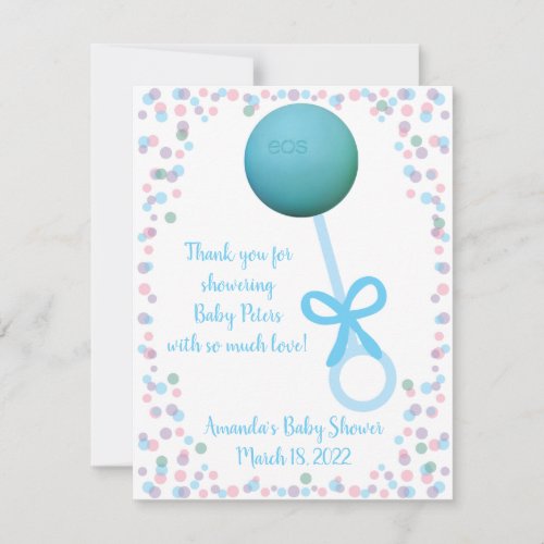 Baby Rattle Shower Favor EOS lip balm  Note Card
