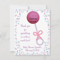 Baby Rattle shower/sprinkle EOS favor  Note Card