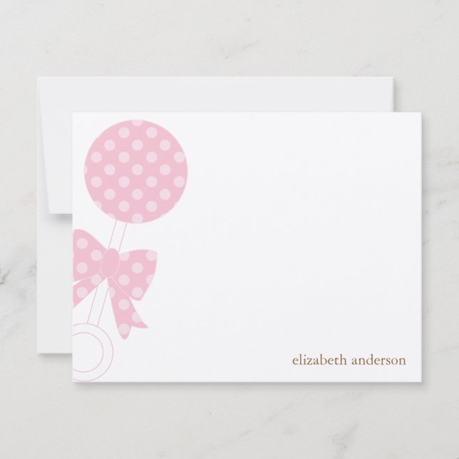 Baby Rattle Shower Thank You Note Card (Front)