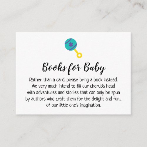 Baby Rattle Simple Book Request Insert Cards