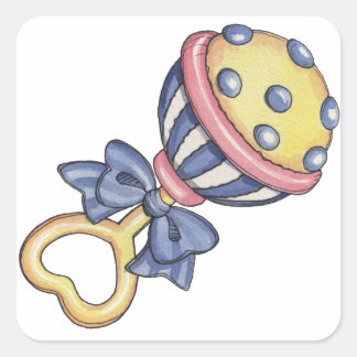 Baby Rattle Square Sticker