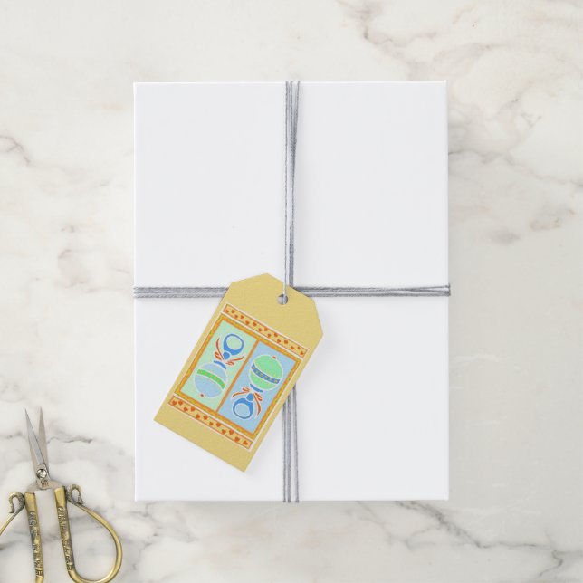 Baby Rattles Gift Tags (With Twine)