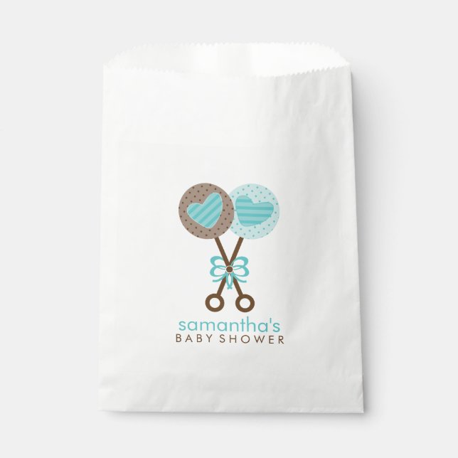 Baby Rattles Twin Boys Baby Shower Favor Bag (Front)