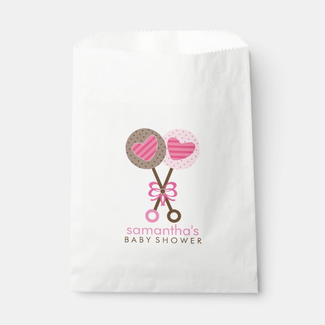 Baby Rattles Twin Girls Baby Shower Favor Bag (Front)