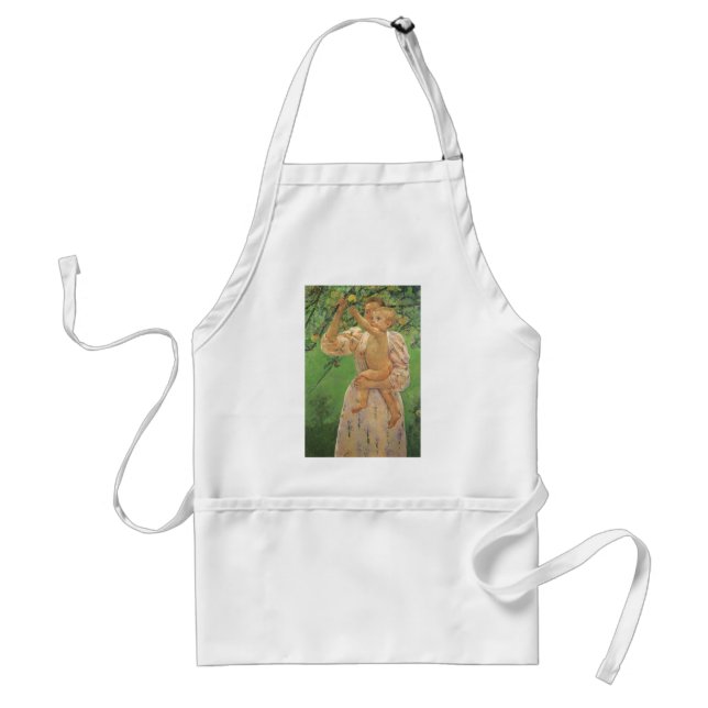Baby Reaching for an Apple by Mary Cassatt Adult Apron (Front)