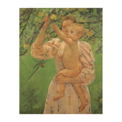 Baby Reaching for an Apple by Mary Cassatt Wood Wall Art