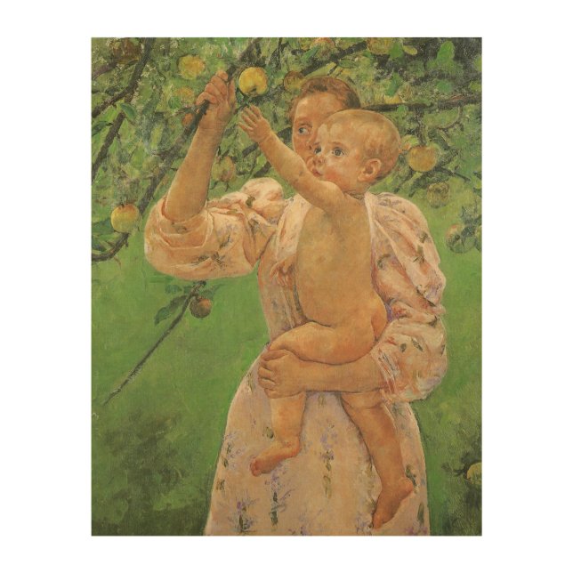 Baby Reaching for an Apple by Mary Cassatt Wood Wall Art (Front)