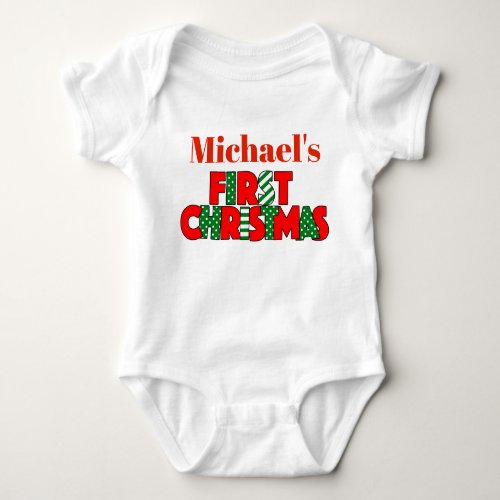 Baby Red and Green First Christmas Baby Bodysuit