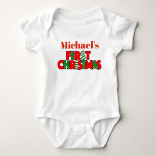 Baby Red and Green First Christmas Bodysuit