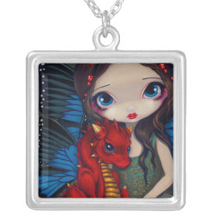 Baby Red Dragon NECKLACE fantasy fairy