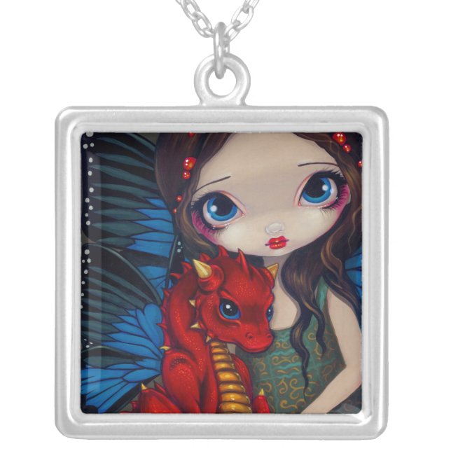 Baby Red Dragon NECKLACE fantasy fairy (Front)