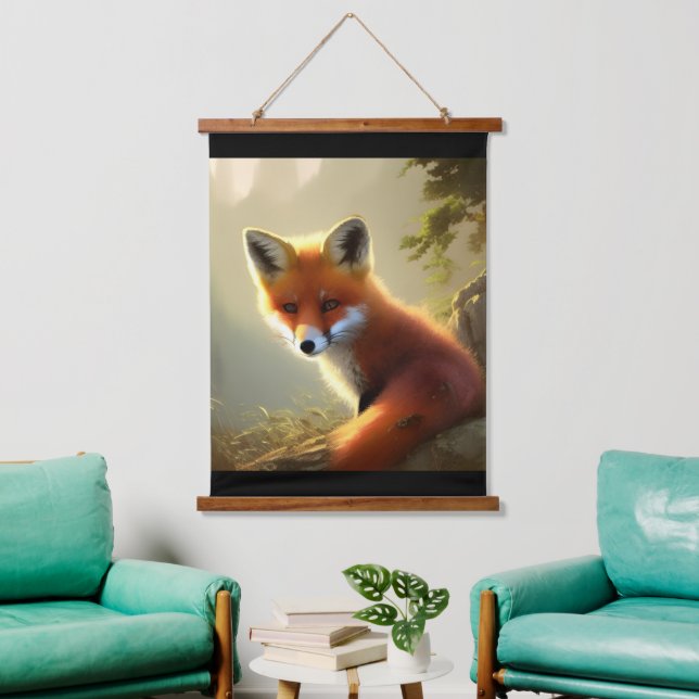 Baby Red Fox Wildlife Portrait  Hanging Tapestry (Living Room)