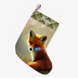 Baby Red Fox Wildlife Portrait Personalized Small Christmas Stocking