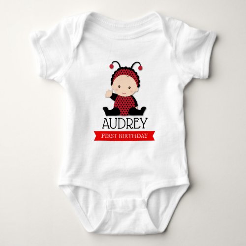 Baby Red Ladybug First Birthday Baby Shower Baby Bodysuit