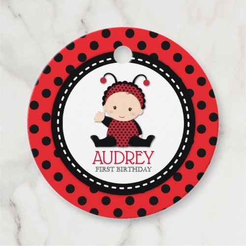 Baby Red Ladybug First Birthday Baby Shower Favor Tags