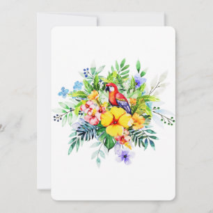 Baby Red Macaw With Tropical Flowers Note Cards