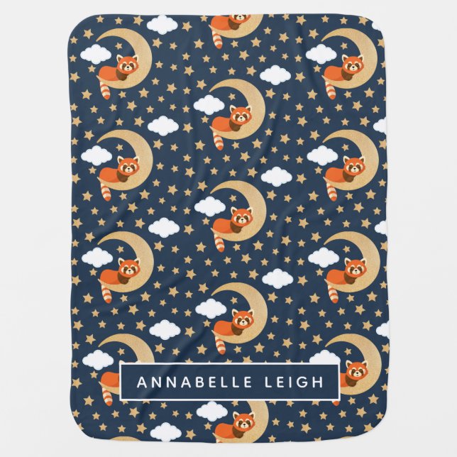 Baby Red Panda Moon  Blanket (Front)