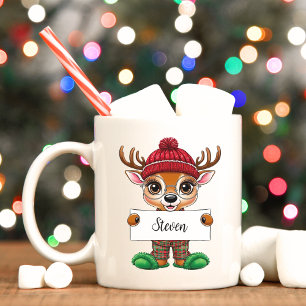 Baby Reindeer Face Kids Christmas Mug