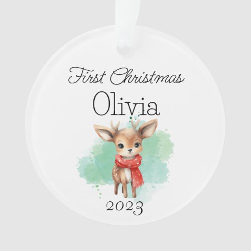 Baby Reindeer First Christmas Acrylic Ornament