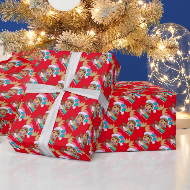 Baby reindeer first Christmas wrapping paper (Holidays)
