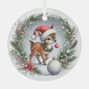 Baby Reindeer Glass Ornament