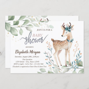 Baby Reindeer Leaves Baby Shower Invitation