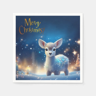Baby Reindeer with Merry Christmas greeting Napkins