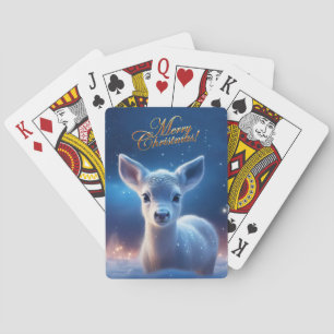 Baby Reindeer with Merry Christmas greeting Poker Cards
