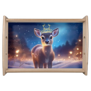 Baby Reindeer with Merry Christmas greeting Serving Tray