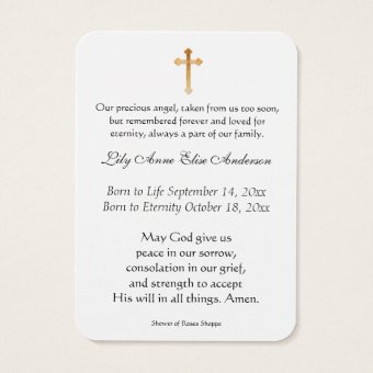 Baby Religious Catholic Funeral Memorial Holy | Zazzle