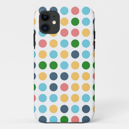 Baby Retro Polka Dots  Yellow Pink green Aqua iPhone 11 Case