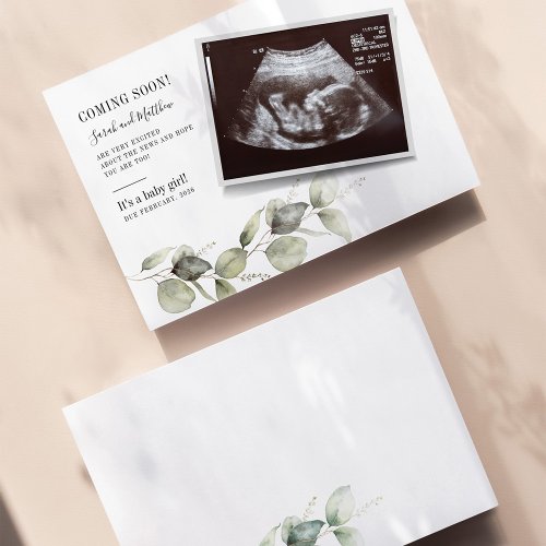 Baby Reveal Eucalyptus Fog Botanical Pregnancy Announcement