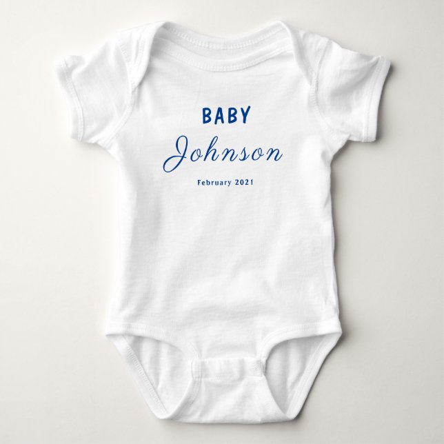 Baby reveal last name Family birthday year Bodysuit (Front)