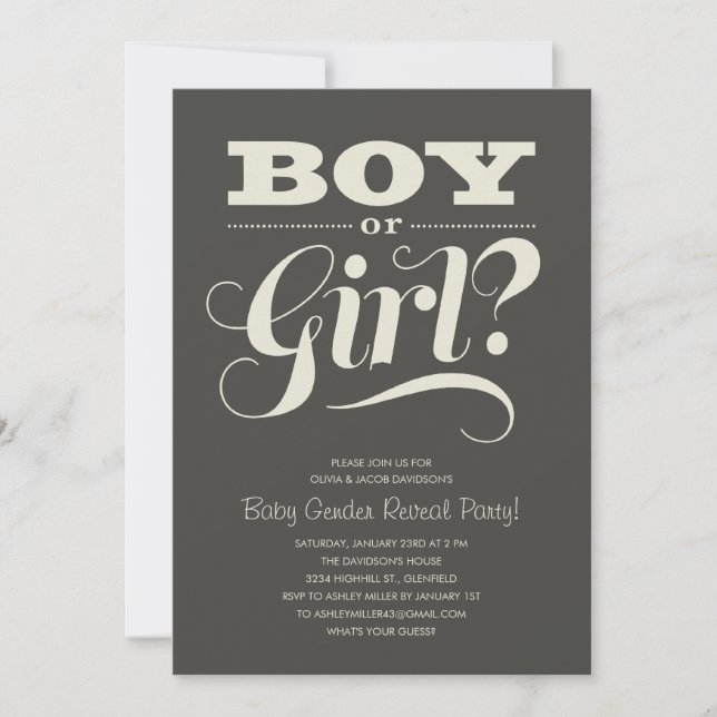 Baby Reveal Party Invitations (Front)