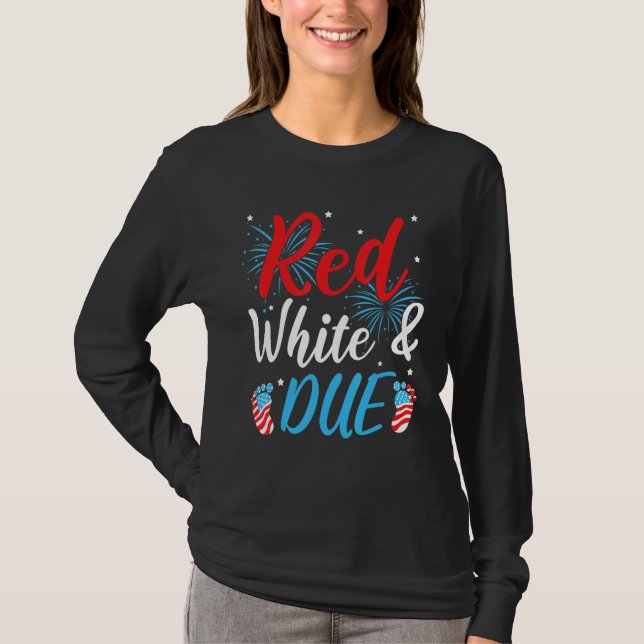 Baby Reveal Pregnancy Due America American 4th Of  T-Shirt (Front)